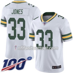 Miesten Green Bay Packers NFL Pelipaita Aaron Jones 33 Nike Valkoinen 100th